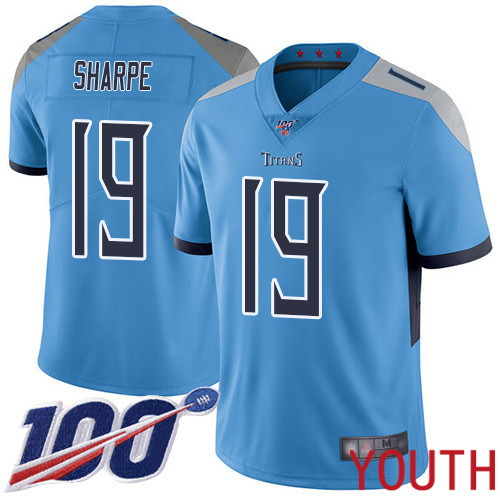 Tennessee Titans Limited Light Blue Youth Tajae Sharpe Alternate Jersey NFL Football 19 100th Season Vapor Untouchable